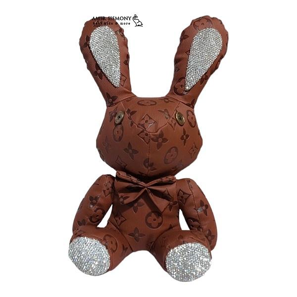 عروسک خرگوش قهوه ای چرم قد 30
